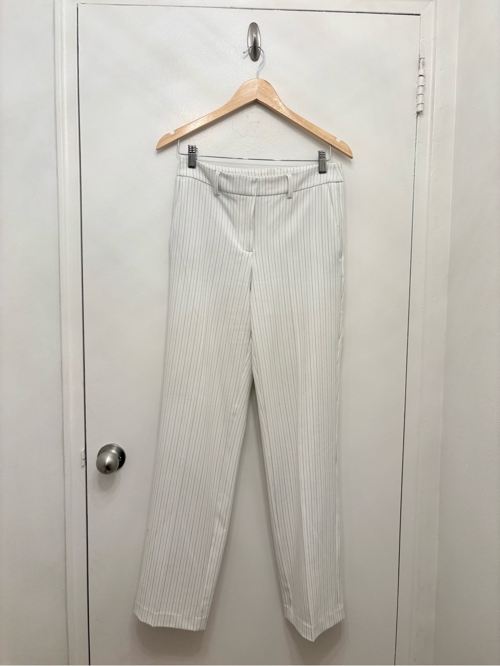 Joie White Pinstripe Tailored High-Rise Trousers